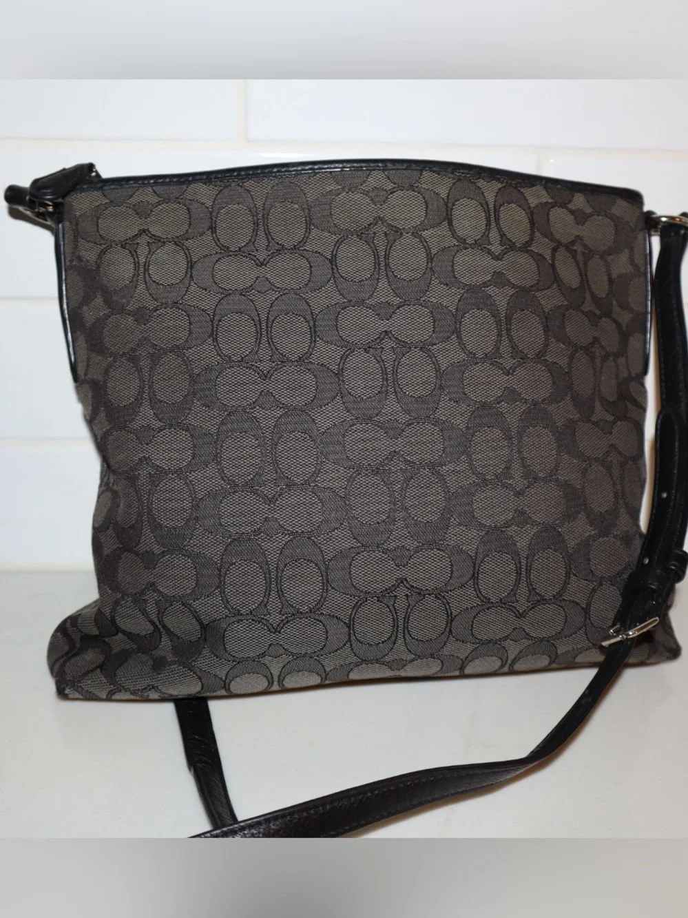 Coach Black and Brown Signature Shoulder Bag